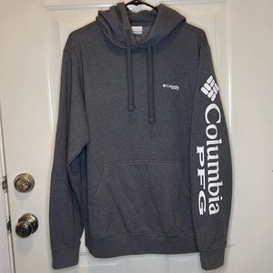 Mens Columbia PFG Hoodie grey/white writing M